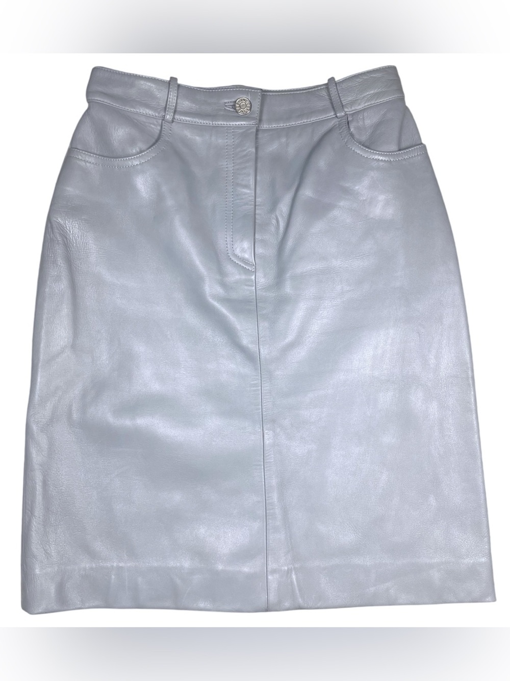 Celine Gray Leather Pencil Skirt FR38